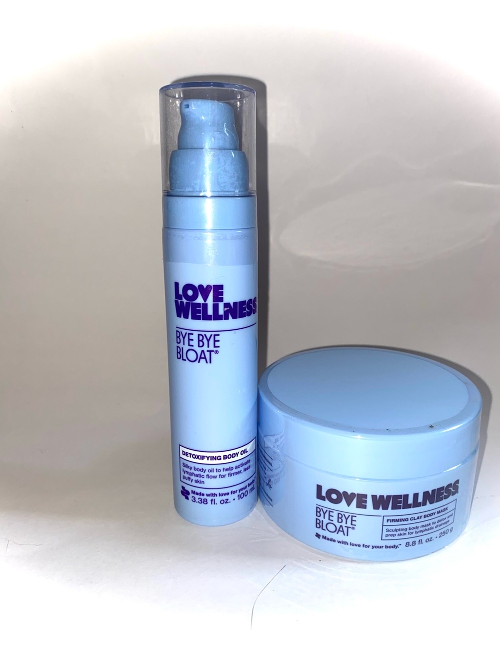 Love Wellness Bye Bye Bloat Firming Clay Mask & Detoxifying Massage Oil SEALED